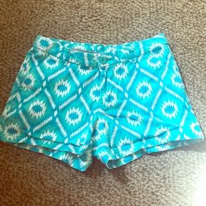 Blue and Aqua Aztec Print Chino Shorts
